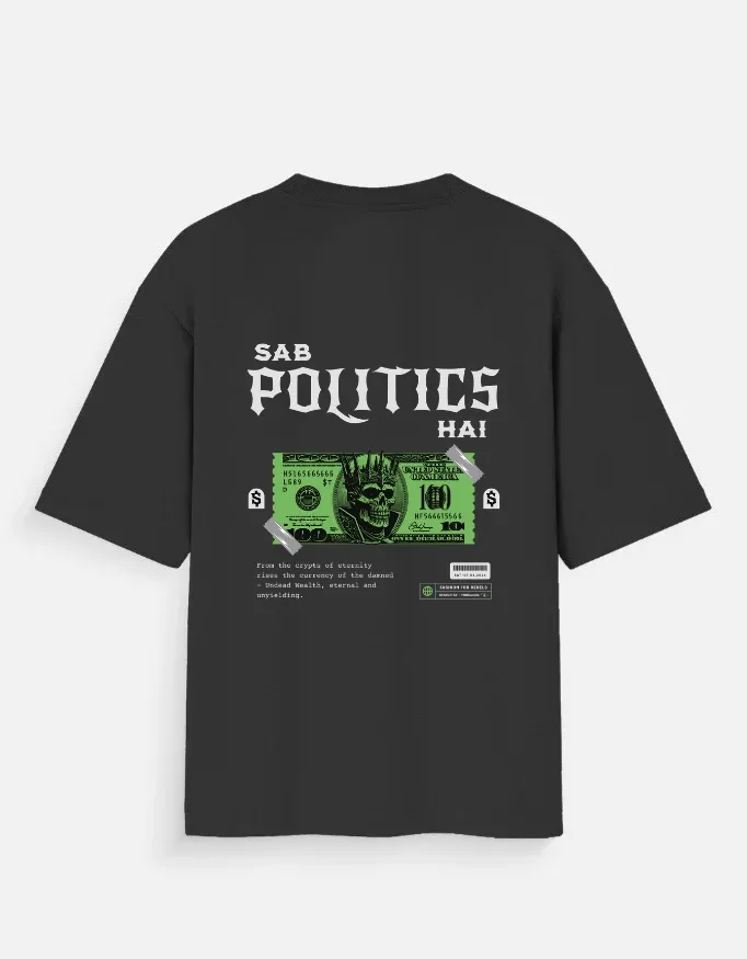 Oversized Unisex T-Shirt Midnight Black – Sab Politics Hai