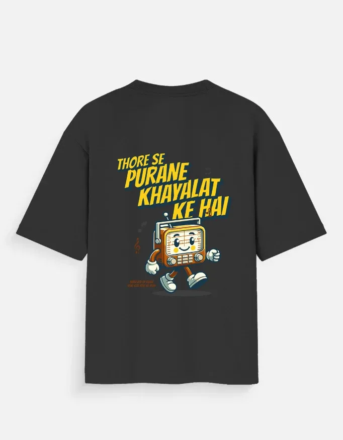 Oversized Unisex T-Shirt Midnight Black – Purane Khayalat Ke Hai