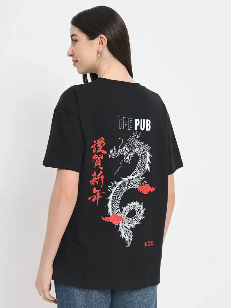 Oversize Unisex Tshirt - Dragon (Black)